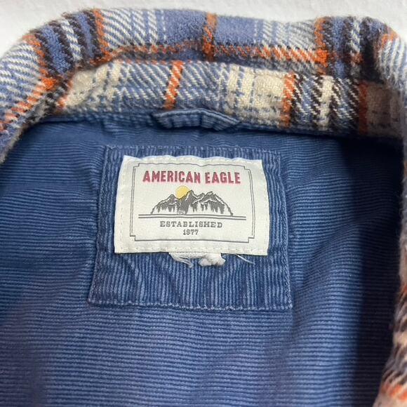American Eagle Flannel Jacket Mens Shacket Grunge Skater Med 90s Y2K Outdoor - Picture 5 of 11